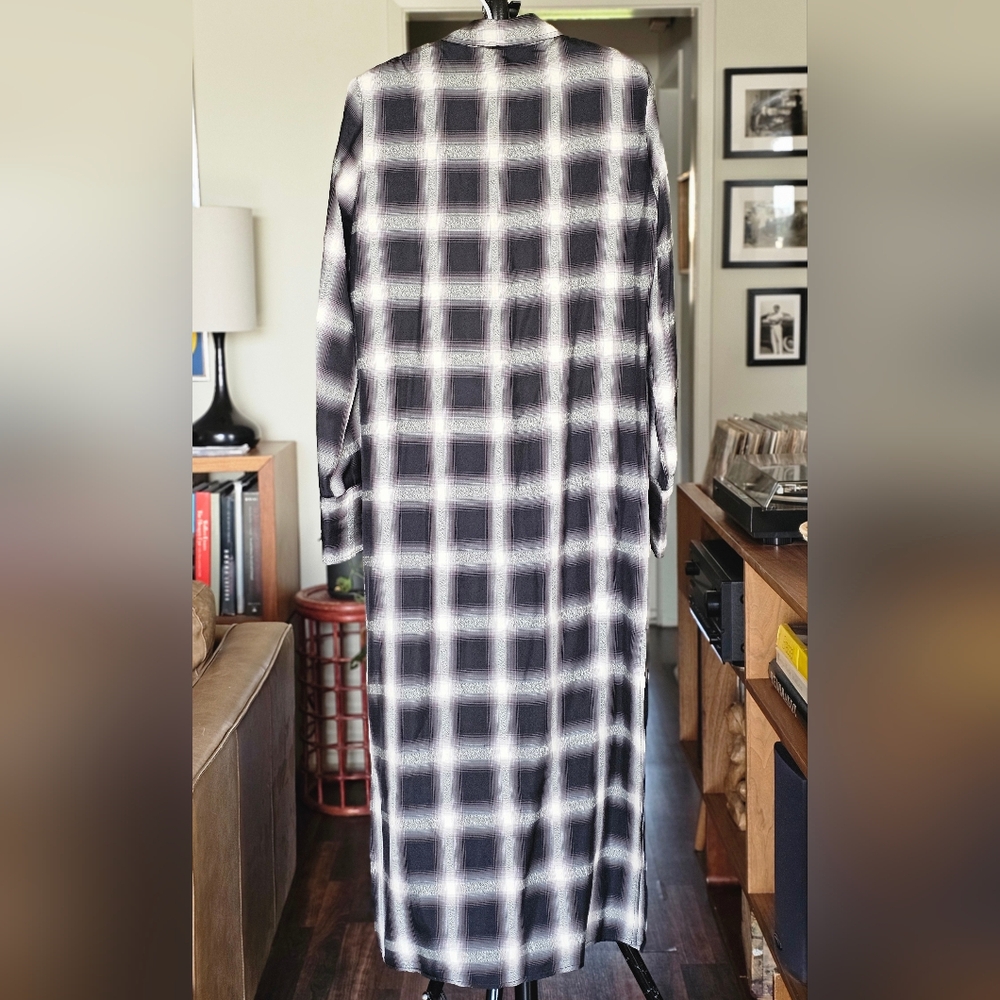 PHARAOH Black and White Plaid Button Down Maxi Dress - Picture 5 of 7